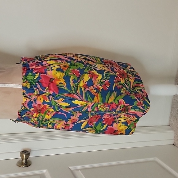 J. Crew, Size 10 Tropical Floral Skirt, Elasticized Waistband, Linen Blend, EUC - Picture 3 of 11